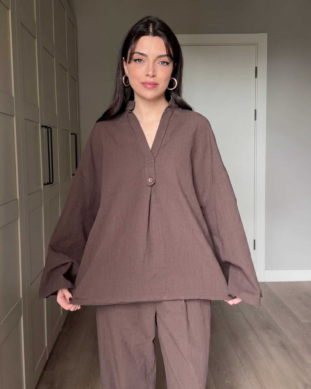 Ora - Elegant Mocha Brown Oversized Co Ord Lounge Set