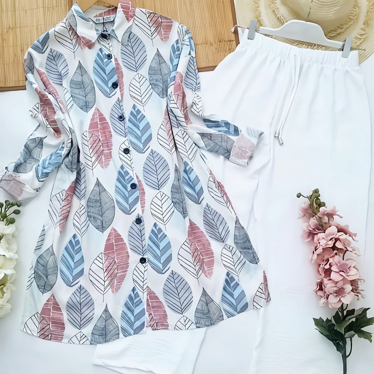 Multicolor Rayon Co-ord Set with Abstract Digital Print