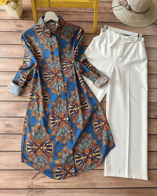 Rayon Co-ord Set with Digital Print Detailing