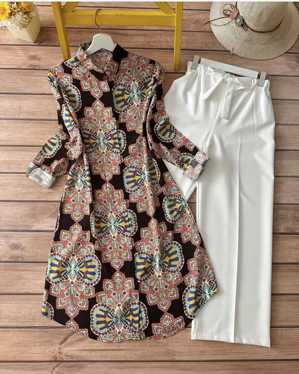 Rayon Co-ord Set with Digital Print Detailing