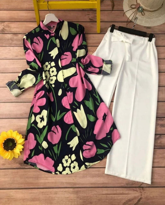 Rayon Co-ord Set with Floral Digital Print