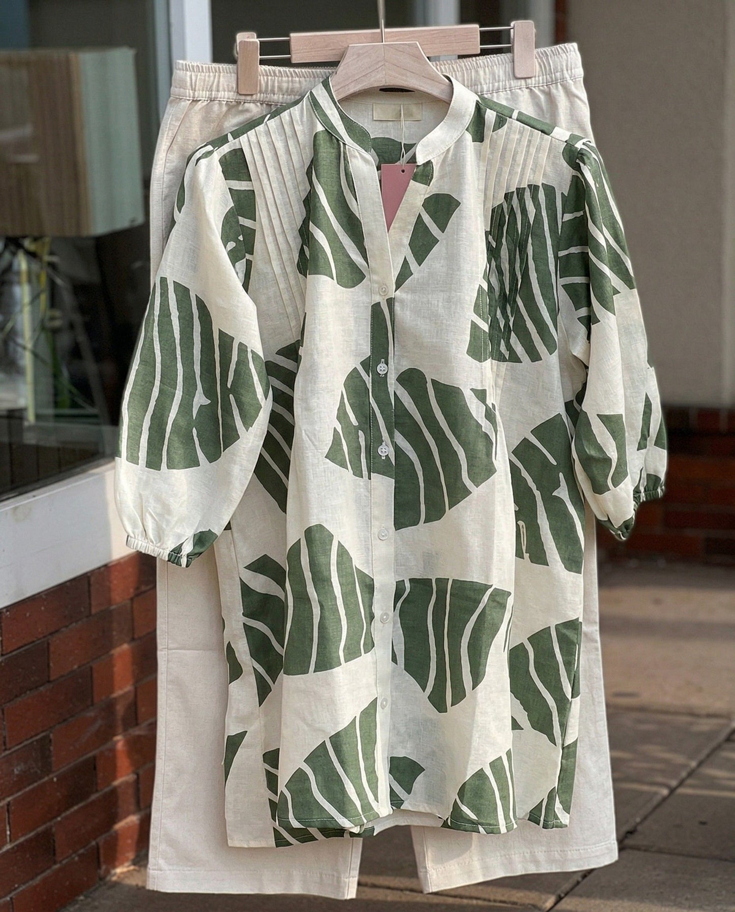 Kaelis - Green leaf soft rayon relaxed fit co-ord set