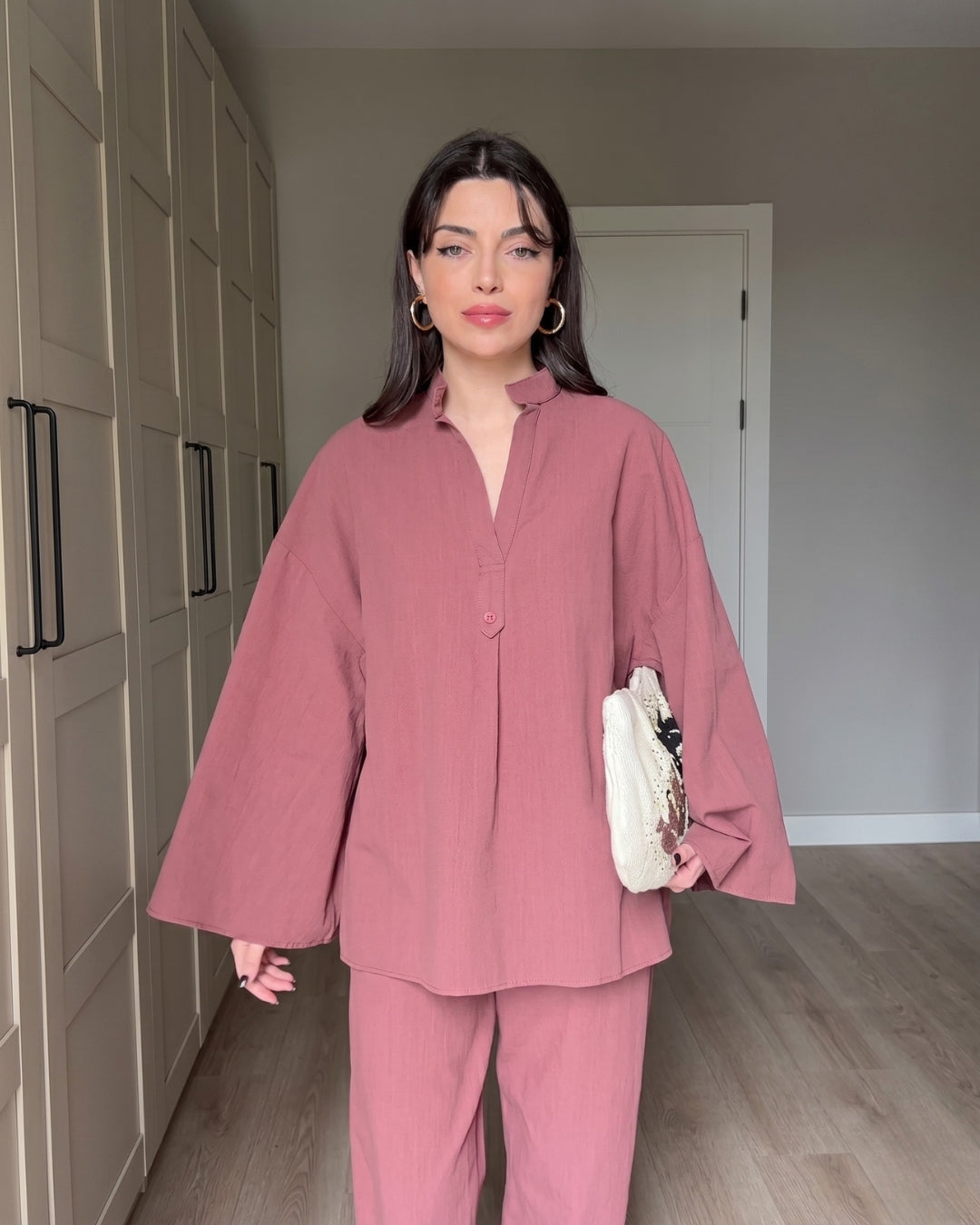 Ora - Elegant Dusty Pink Oversized Co Ord Lounge Set