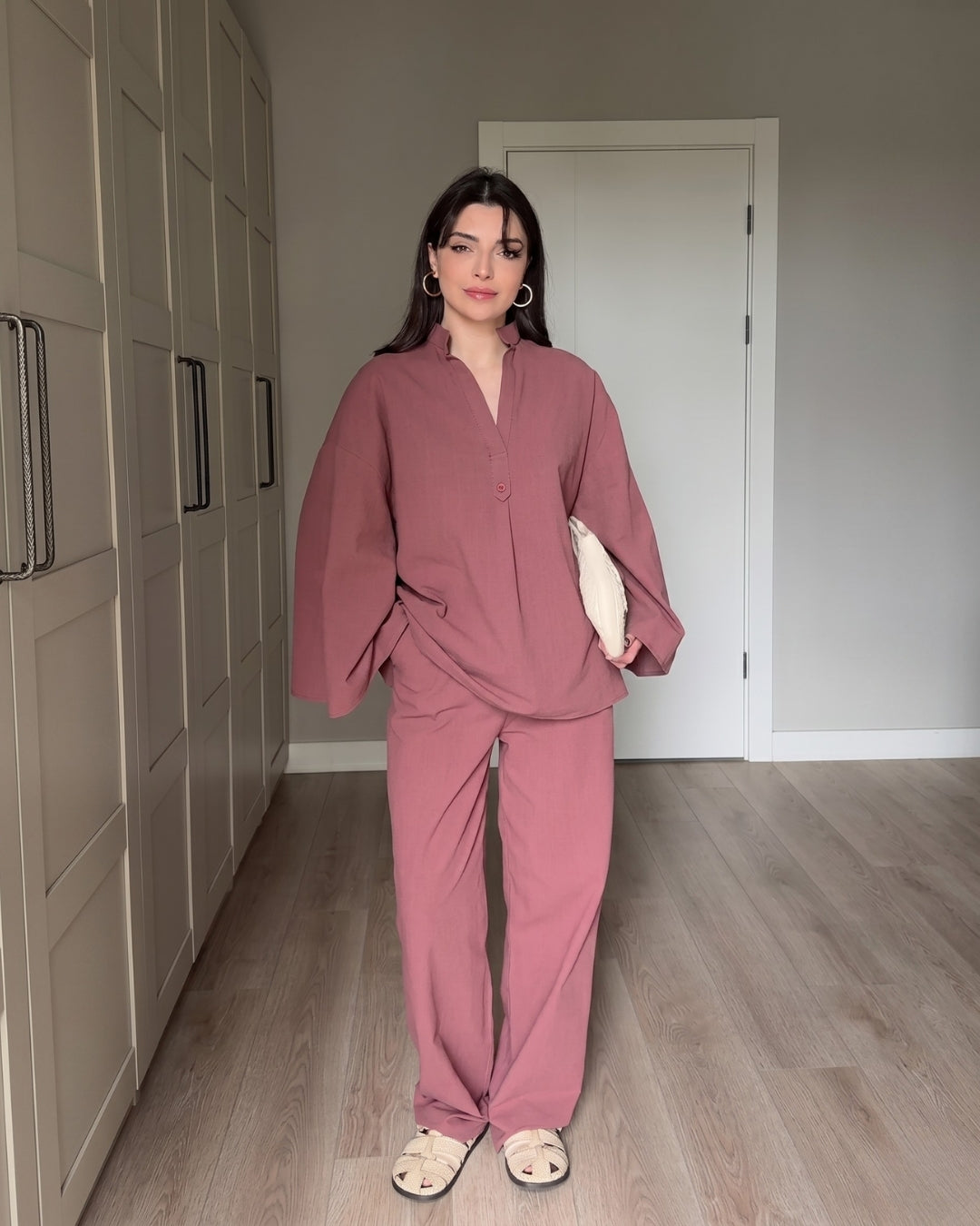 Ora - Elegant Dusty Pink Oversized Co Ord Lounge Set