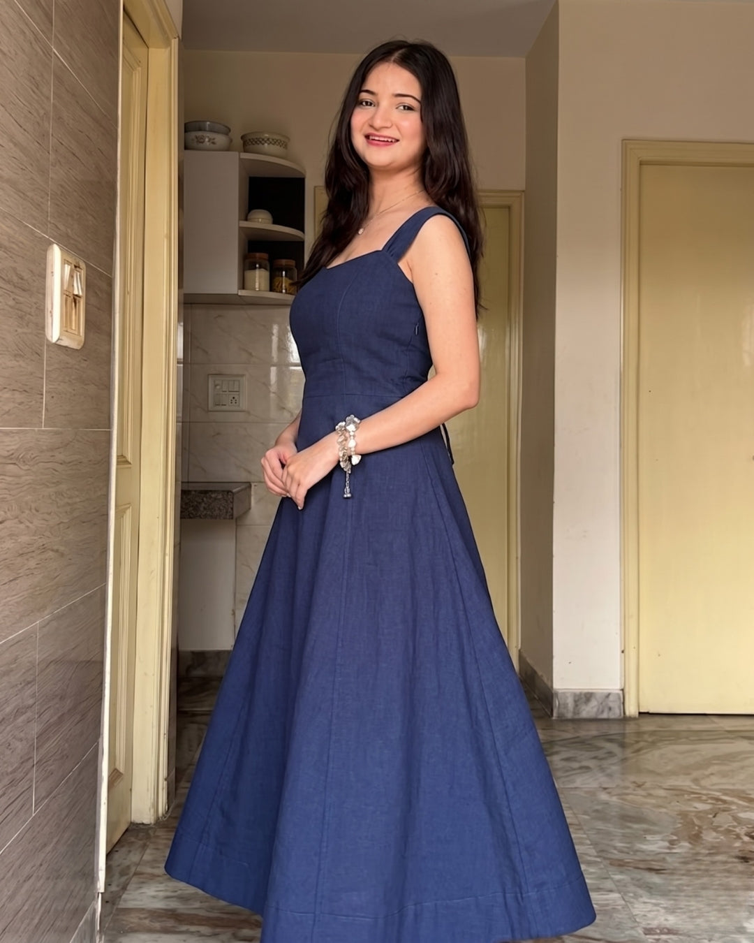 Arvelle - Classic Navy Blue Seam Grace Dress