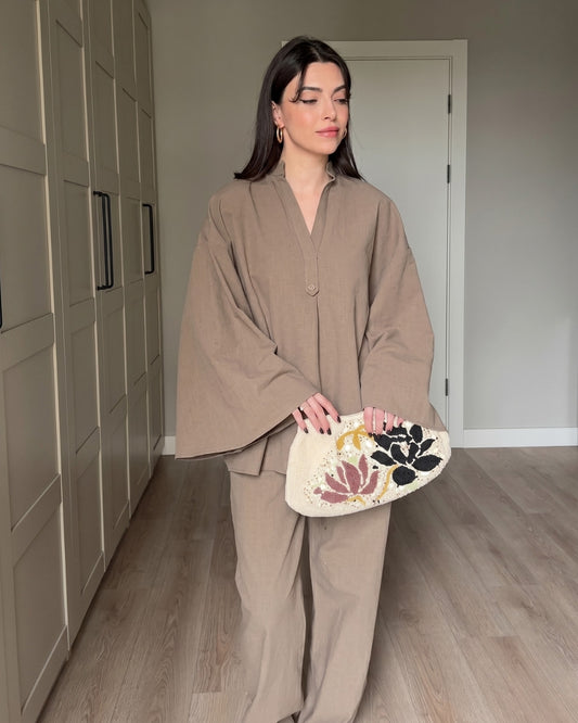 Ora - Elegant Dusty Brown Oversized Co Ord Lounge Set