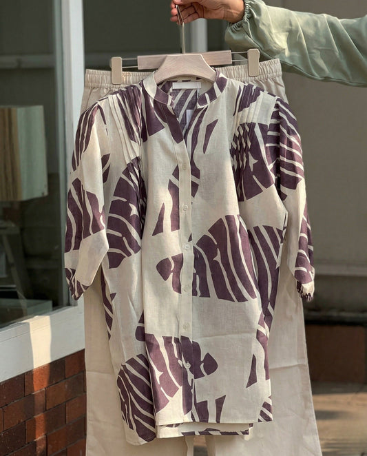 Kaelis - Plum leaf soft rayon relaxed fit co-ord set