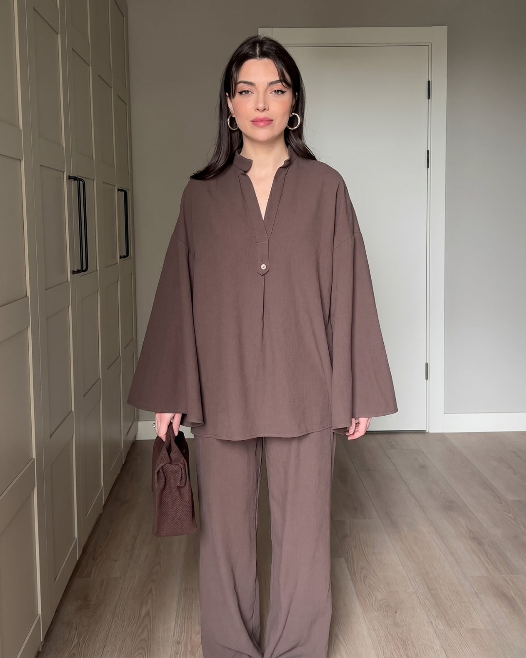 Ora - Elegant Mocha Brown Oversized Co Ord Lounge Set