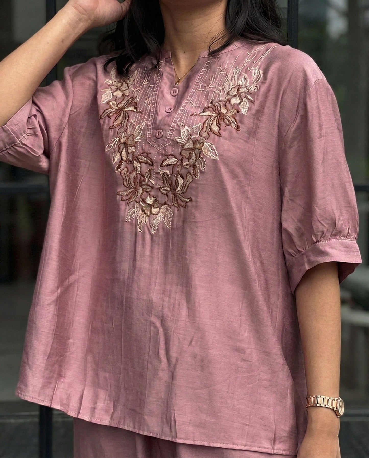 Harper – Dusty Rose Pink Roman Fabric Comfort Co Ord Sets