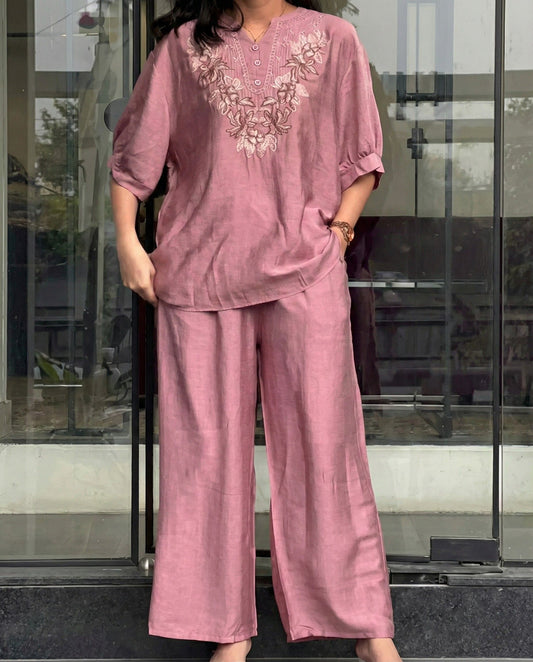 Harper – Dusty Rose Pink Roman Fabric Comfort Co Ord Sets