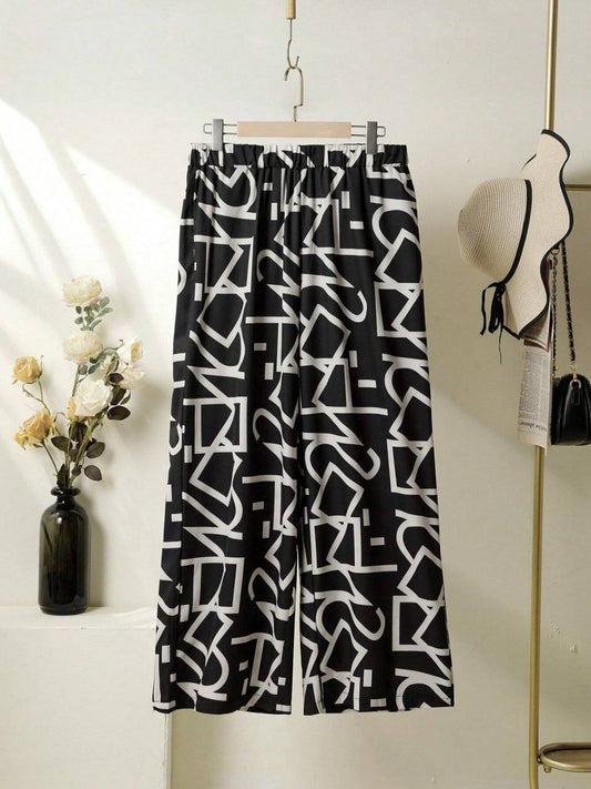 Lycra Palazzo with Abstract Print Design