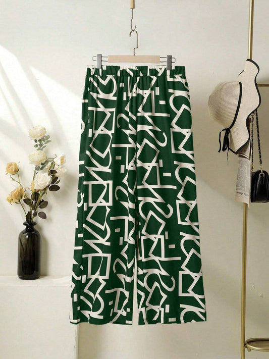 Lycra Palazzo with Abstract Print Design