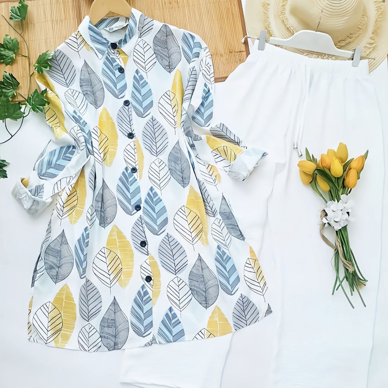 Multicolor Rayon Co-ord Set with Abstract Digital Print