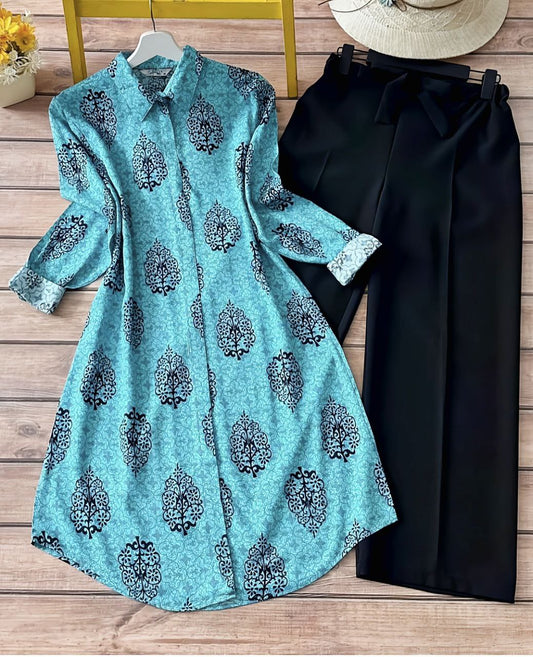 Rayon Co-ord Set with Digital Print Detailing