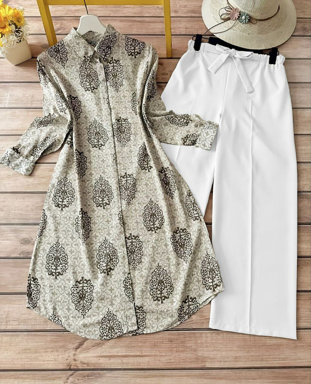Rayon Co-ord Set with Digital Print Detailing