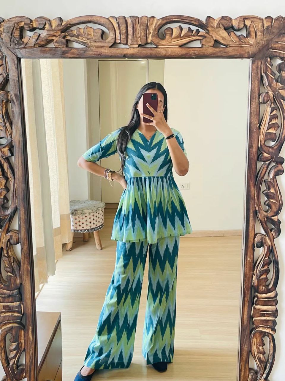Rayon Co-ord Set with Digital Print Pattern
