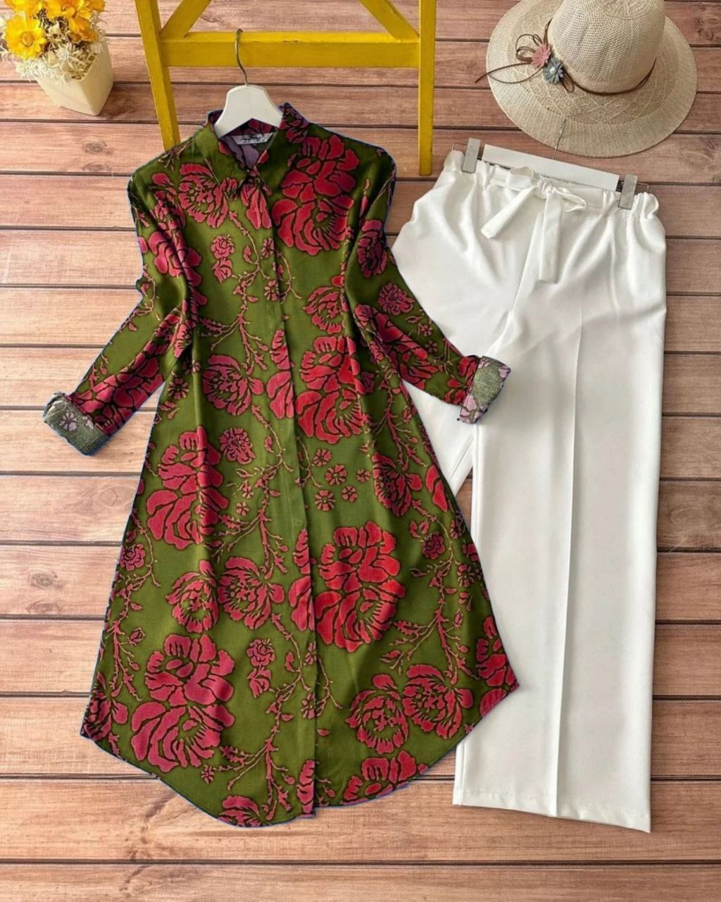 Rayon Co-ord Set with Floral Digital Print