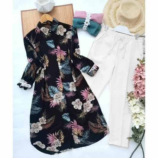 Rayon Co-ord Set with Floral Digital Print