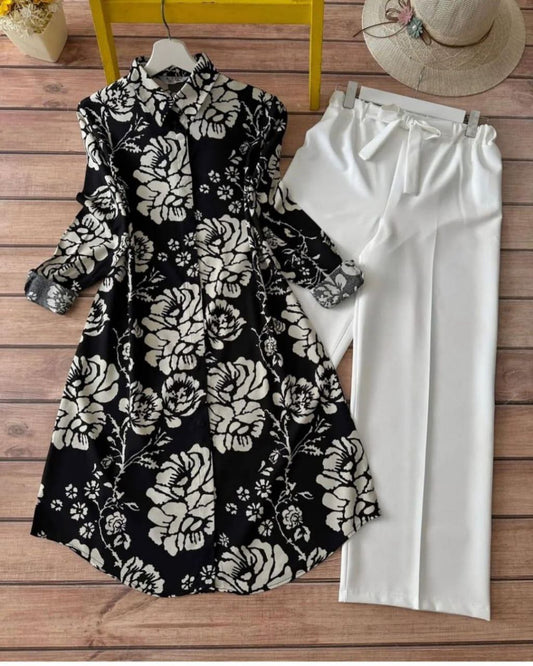 Rayon Co-ord Set with Floral Digital Print