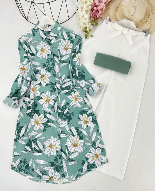 Rayon Co-ord Set with Floral Digital Print