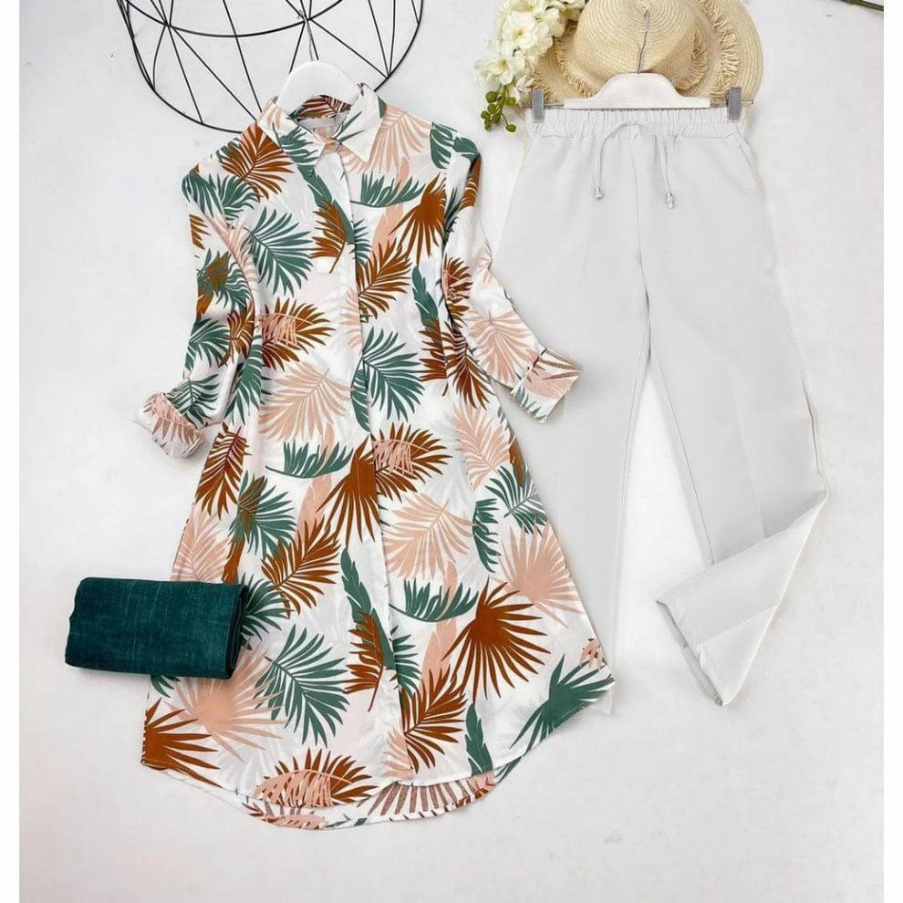 Rayon Co-ord Set with Floral Digital Print