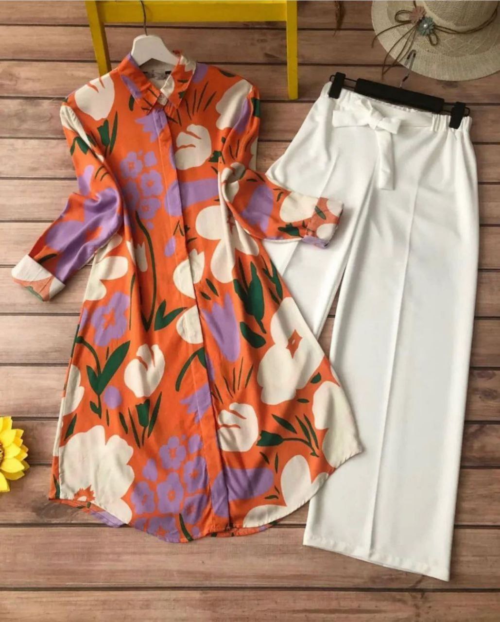 Rayon Co-ord Set with Floral Digital Print