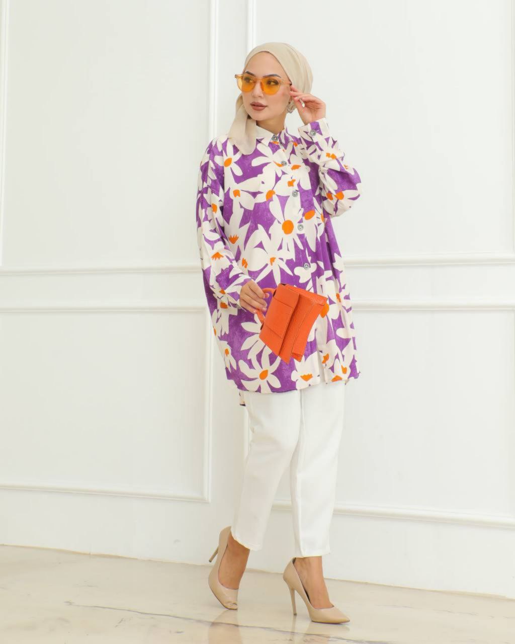 Rayon Co-ord Set with Floral Digital Print and Matching Hijab Cap
