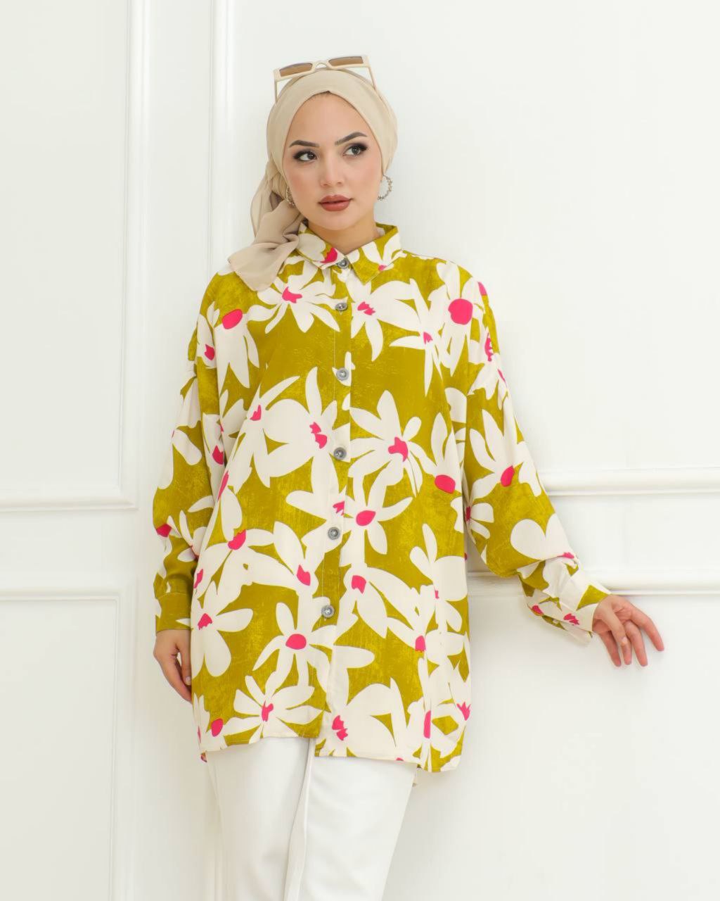 Rayon Co-ord Set with Floral Digital Print and Matching Hijab Cap