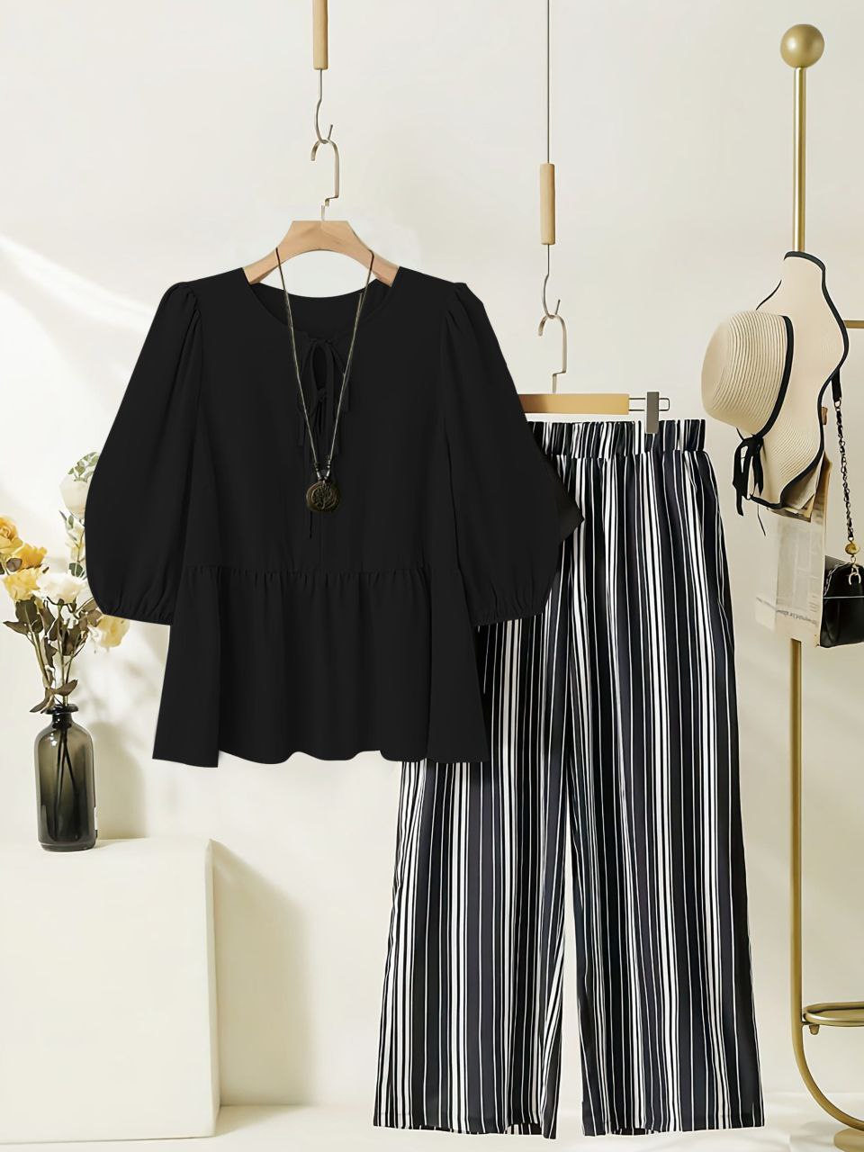 Rayon Co-ord Set with Geometric Printed Palazzo