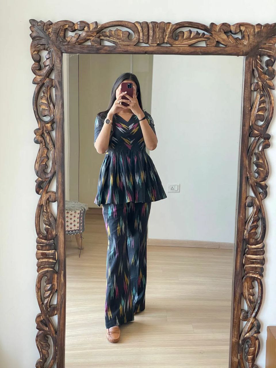 Rayon Co-ord Set with Ikat Digital Print