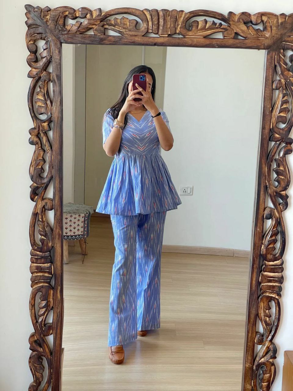 Rayon Co-ord Set with Ikat Digital Print