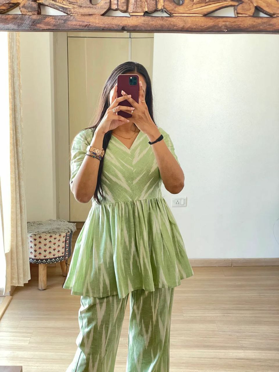 Rayon Co-ord Set with Ikat Digital Print