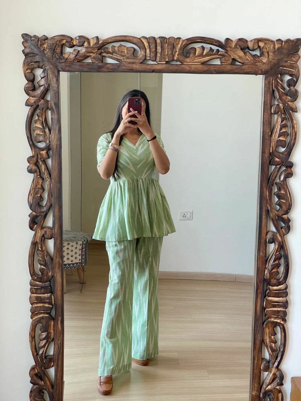 Rayon Co-ord Set with Ikat Digital Print