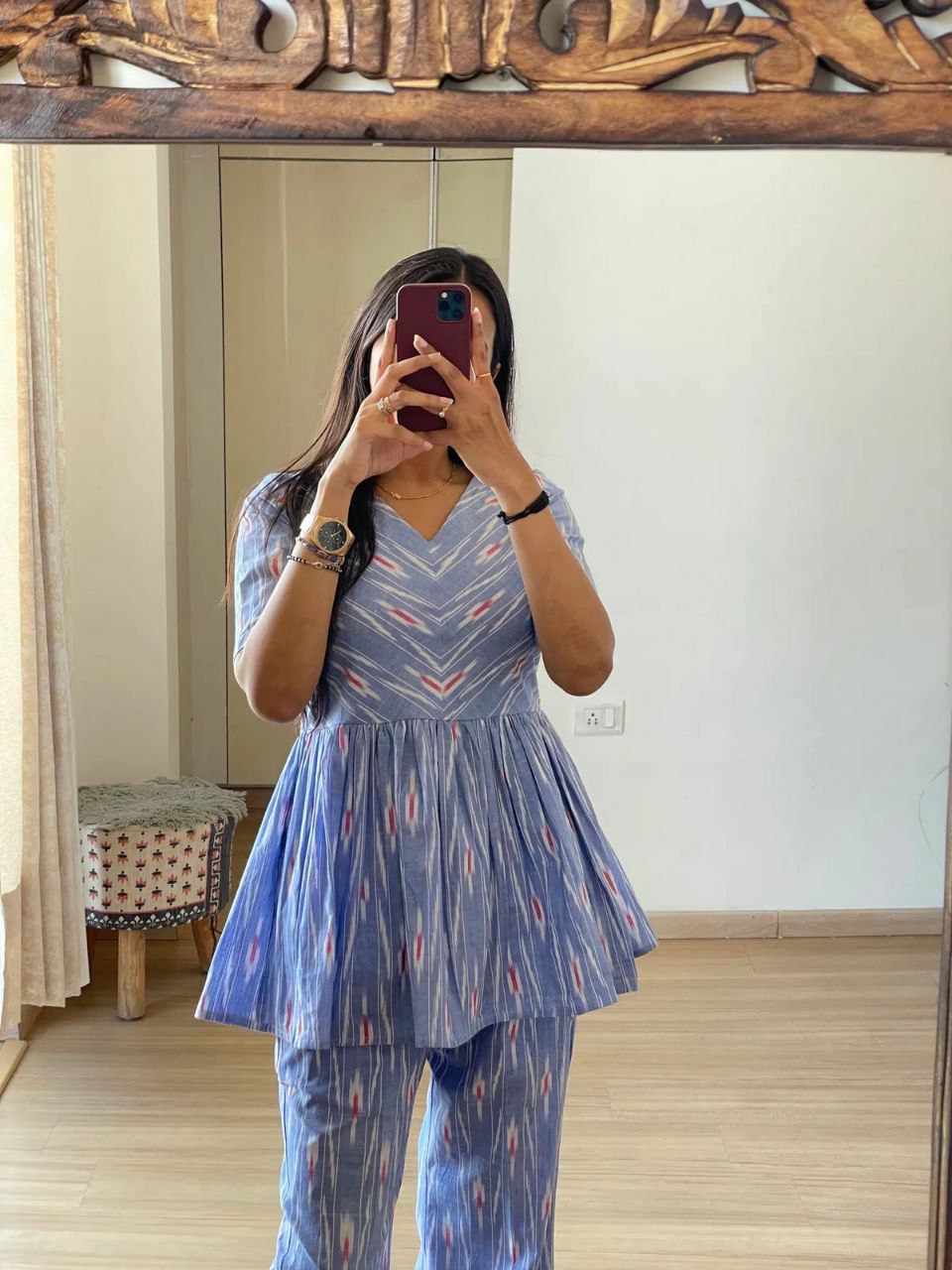 Rayon Co-ord Set with Ikat Digital Print