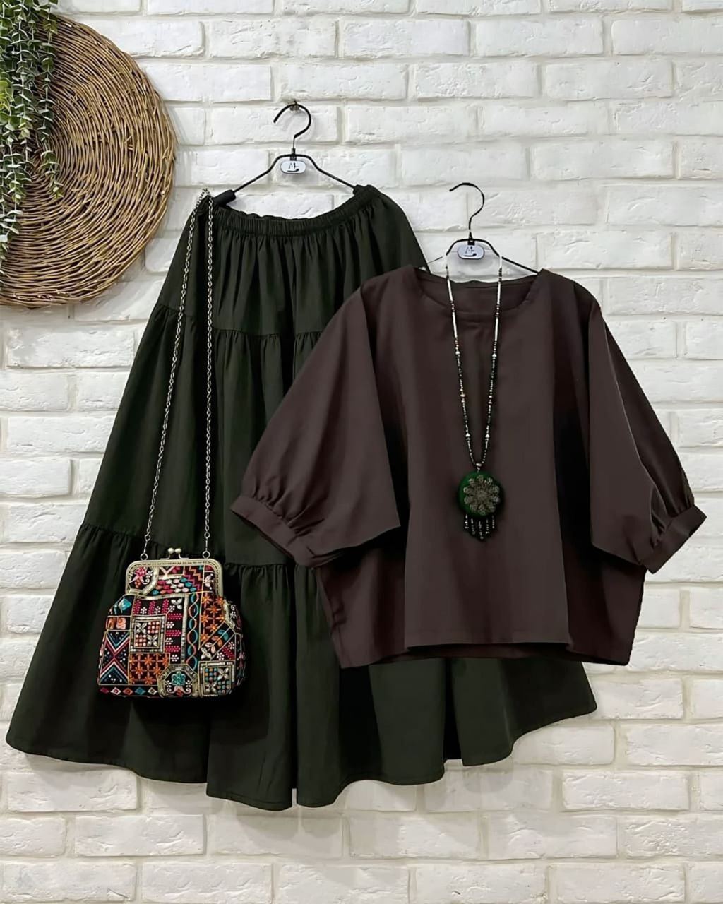 Rayon Co-ord Set with Layered Skirt