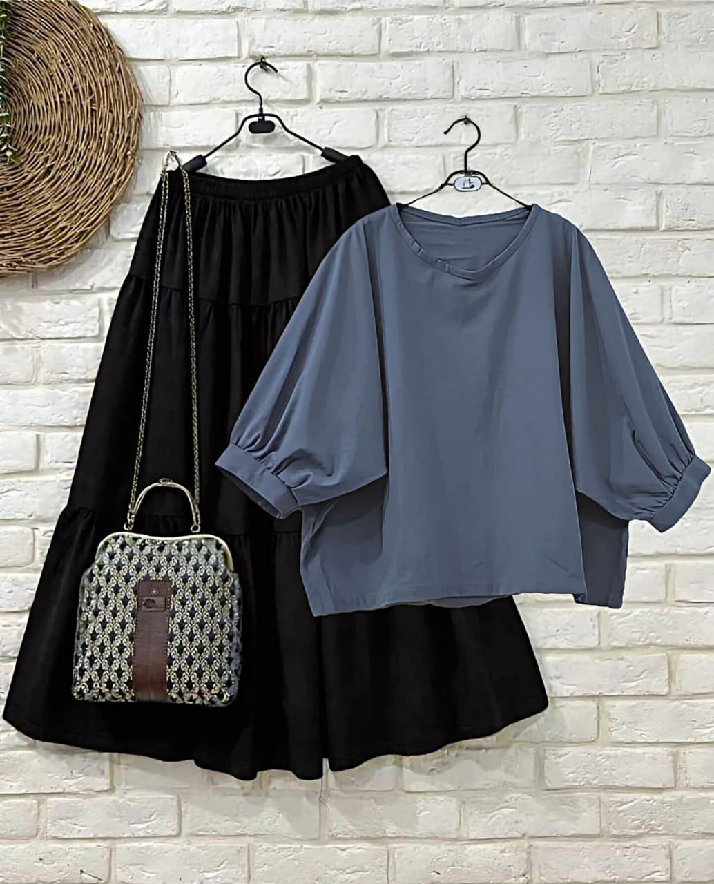 Rayon Co-ord Set with Layered Skirt