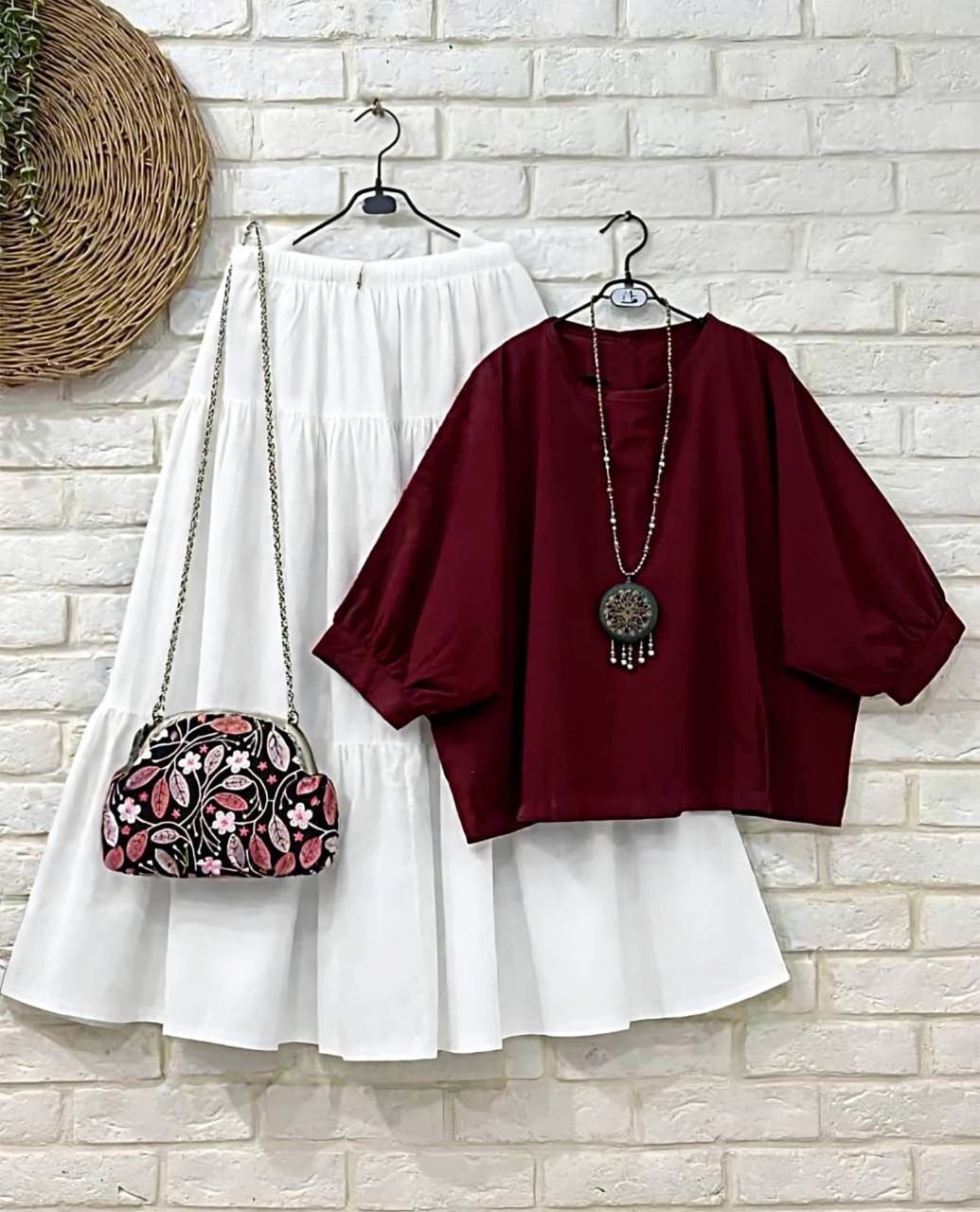 Rayon Co-ord Set with Layered Skirt