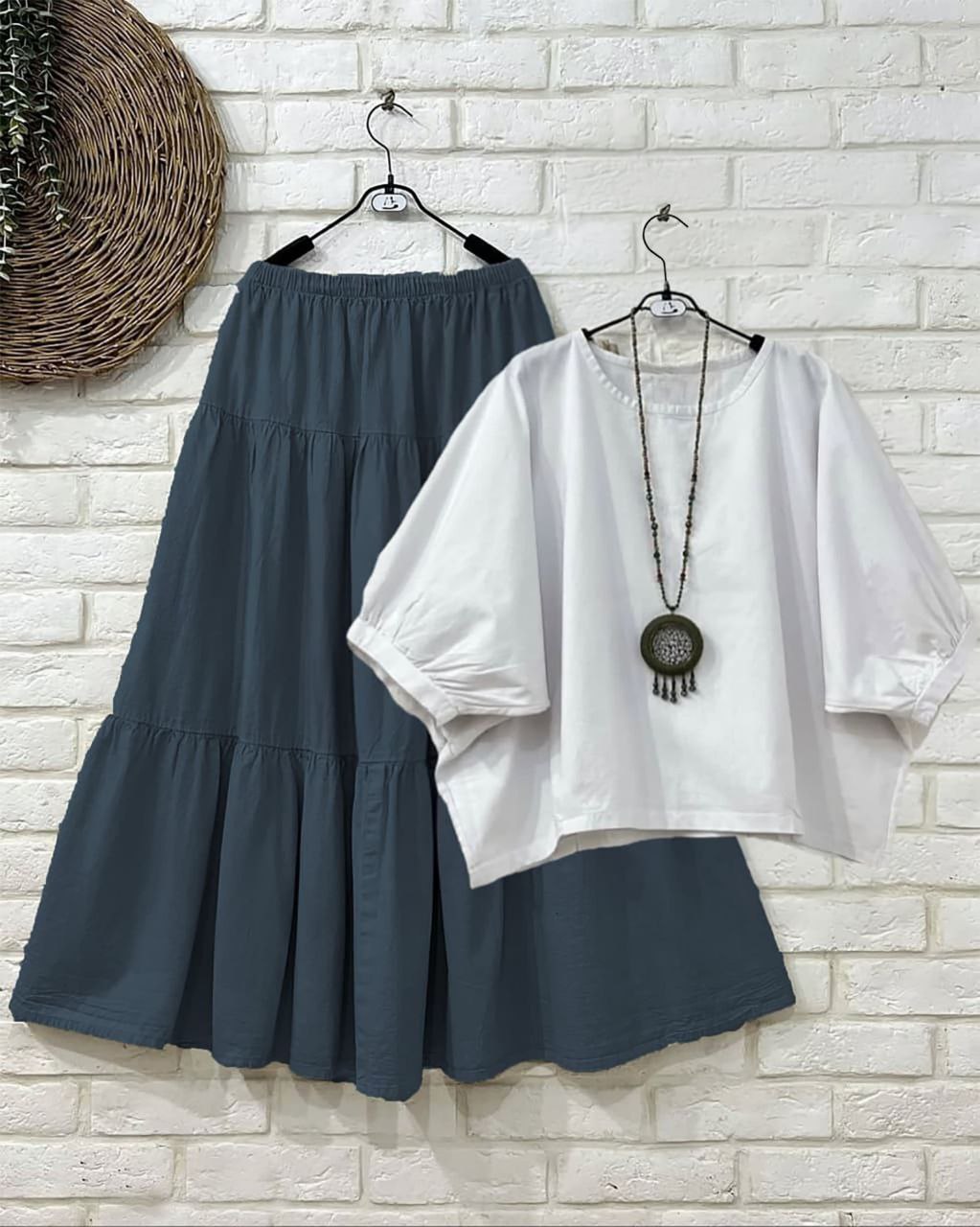 Rayon Co-ord Set with Layered Skirt