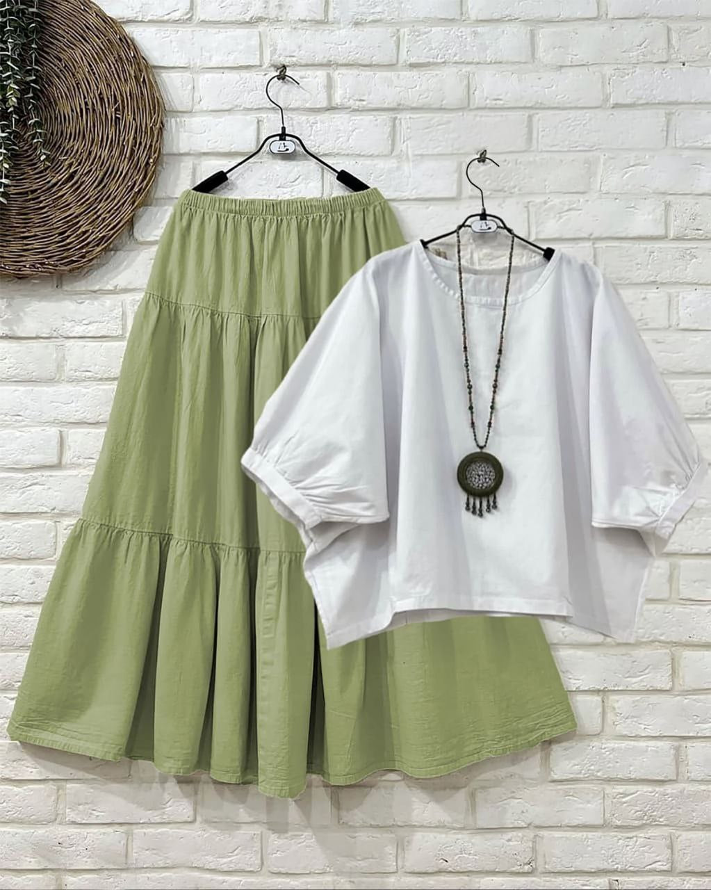 Rayon Co-ord Set with Layered Skirt