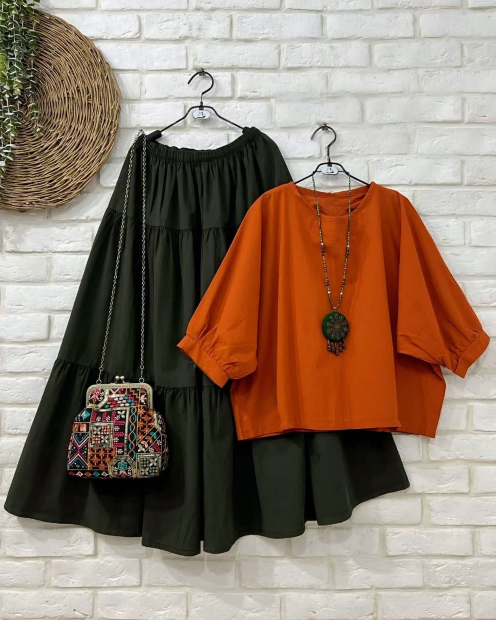 Rayon Co-ord Set with Layered Skirt