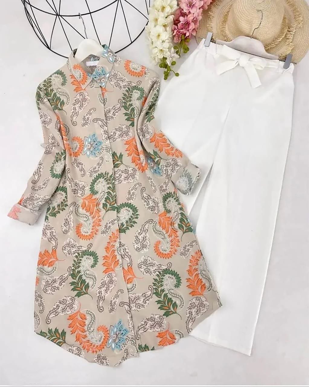 Rayon Co-ord Set with Paisley Digital Print