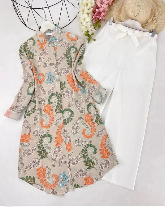 Rayon Co-ord Set with Paisley Digital Print