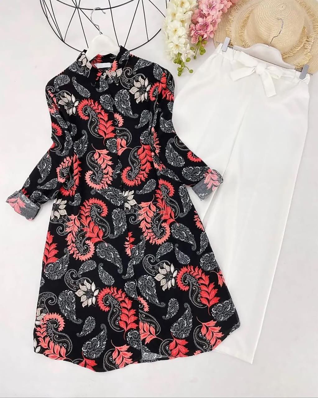 Rayon Co-ord Set with Paisley Digital Print