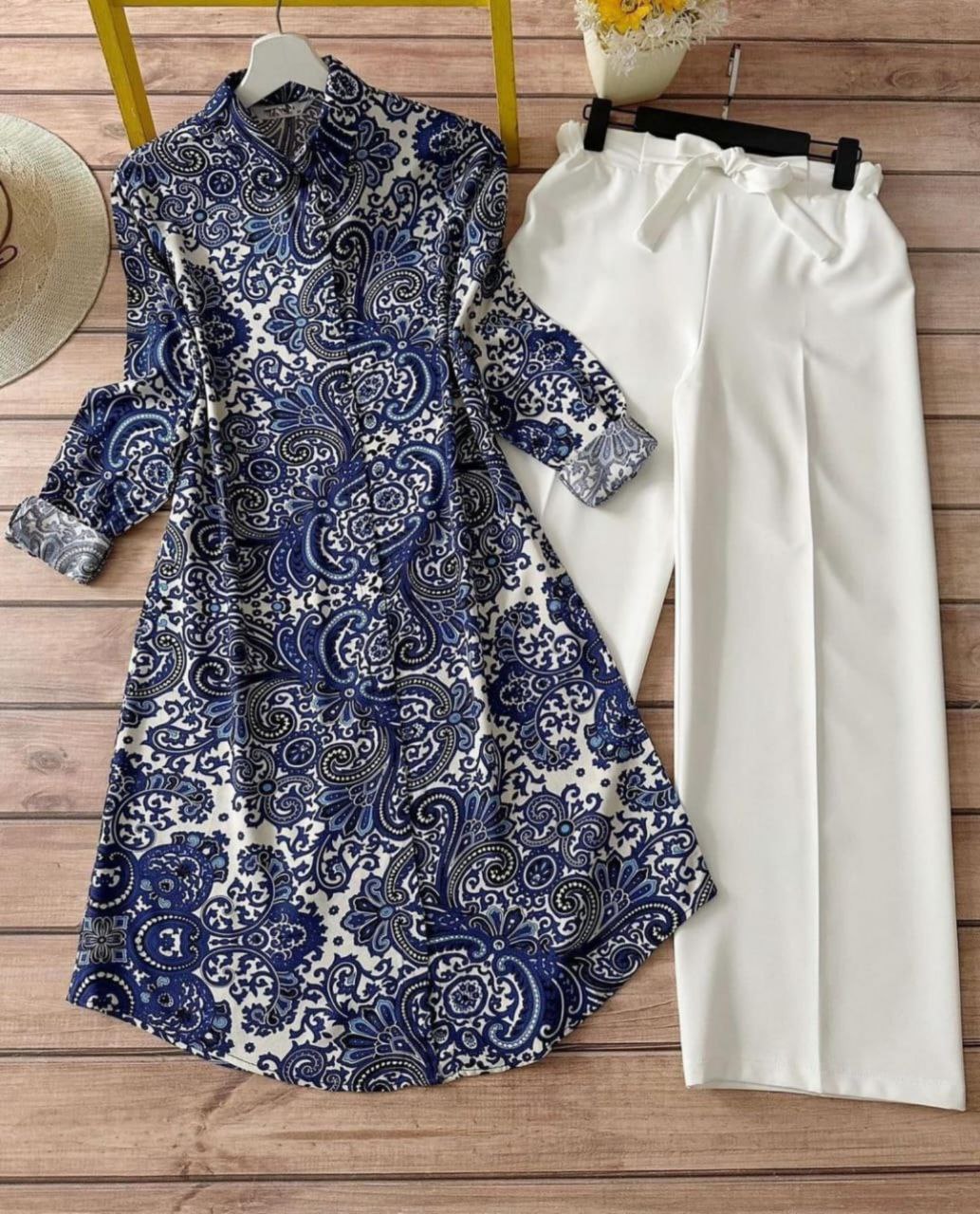 Rayon Co-ord Set with Paisley Print Detailing