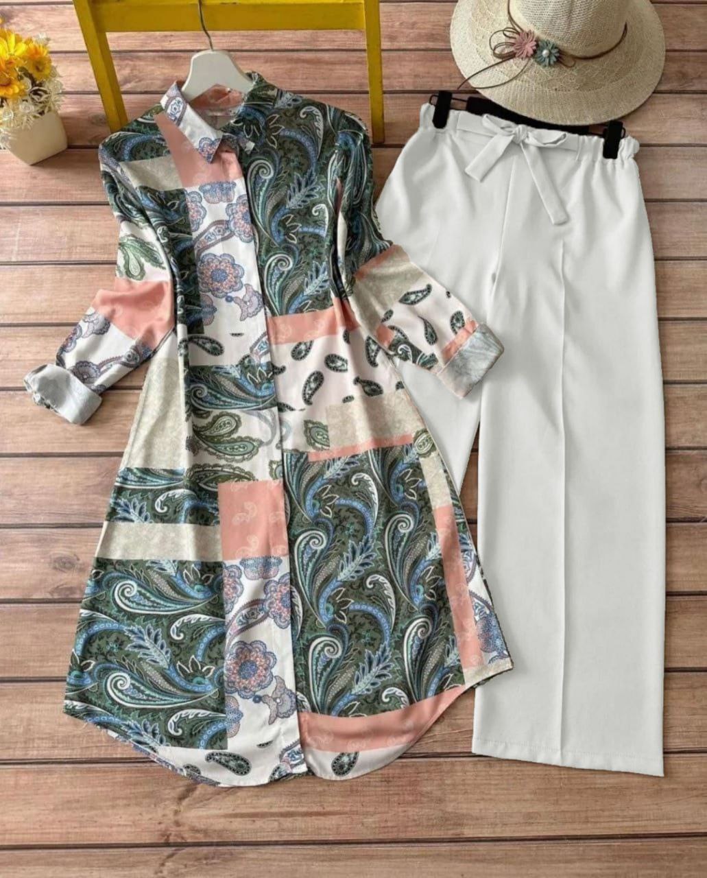 Rayon Co-ord Set with Patchwork Digital Print