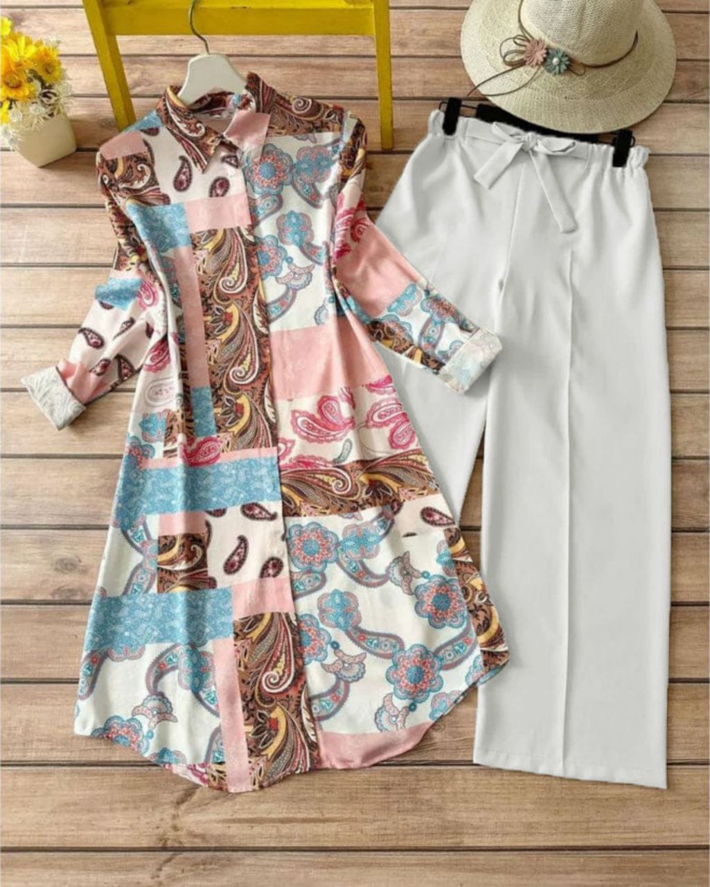 Rayon Co-ord Set with Patchwork Digital Print
