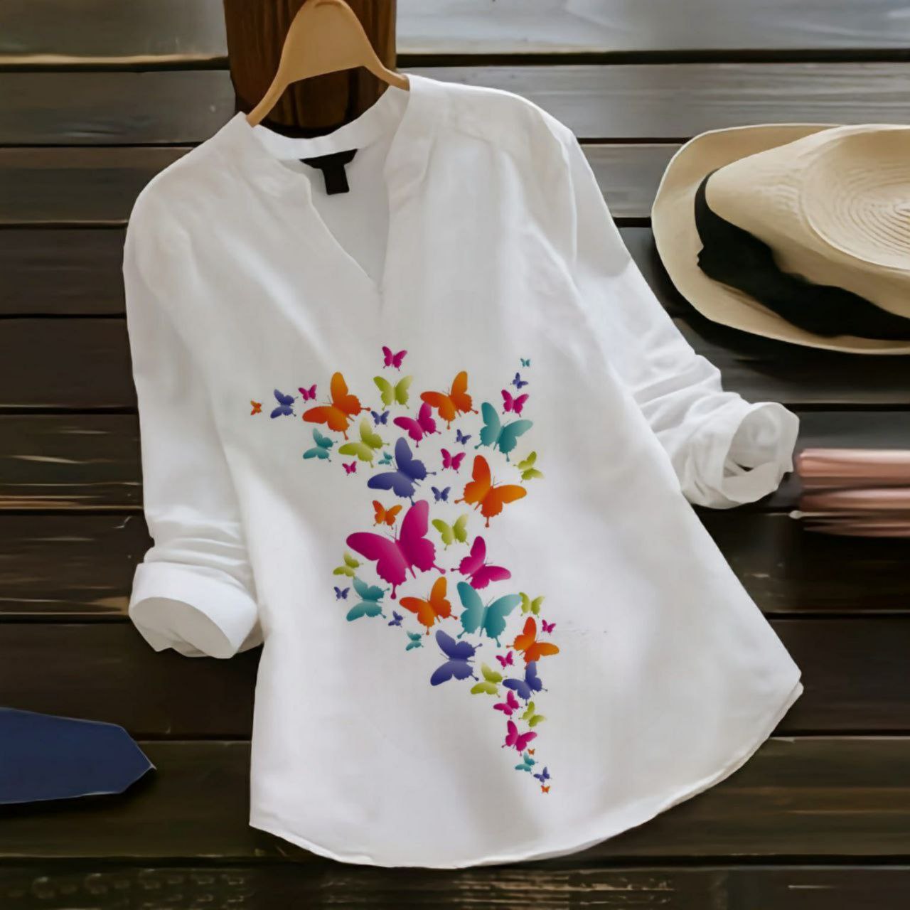 Rayon Top with Collar and Digital Print