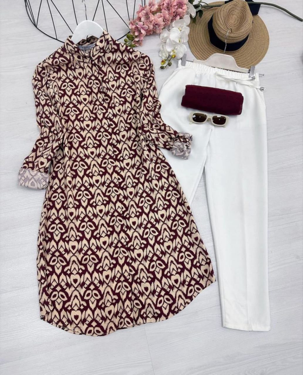 Rayon Top with Collar and Digital Print