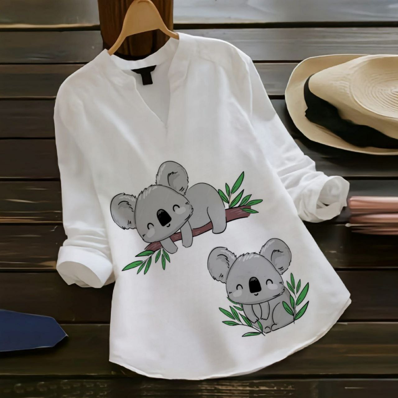 Rayon Top with Collar and Digital Print