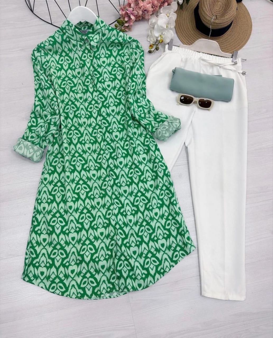 Rayon Top with Collar and Digital Print